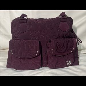 Vera Bradley Quilted Handbag Purple Bowler Bag Purse Y2K Floral Lined